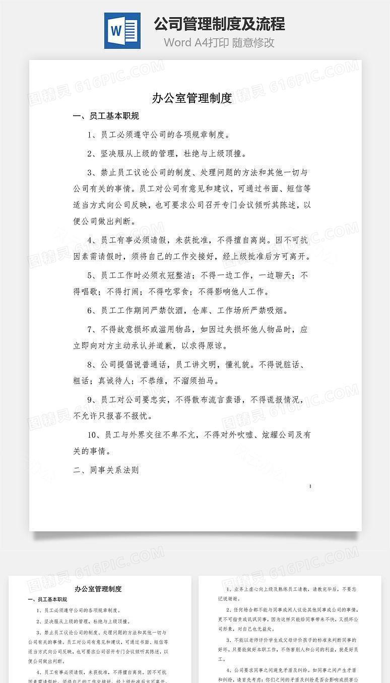 公司管理制度及流程Word文档