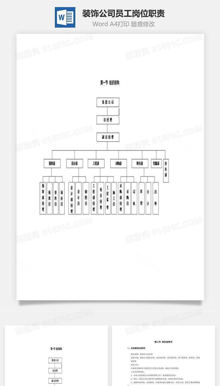 装饰公司员工岗位职责Word文档