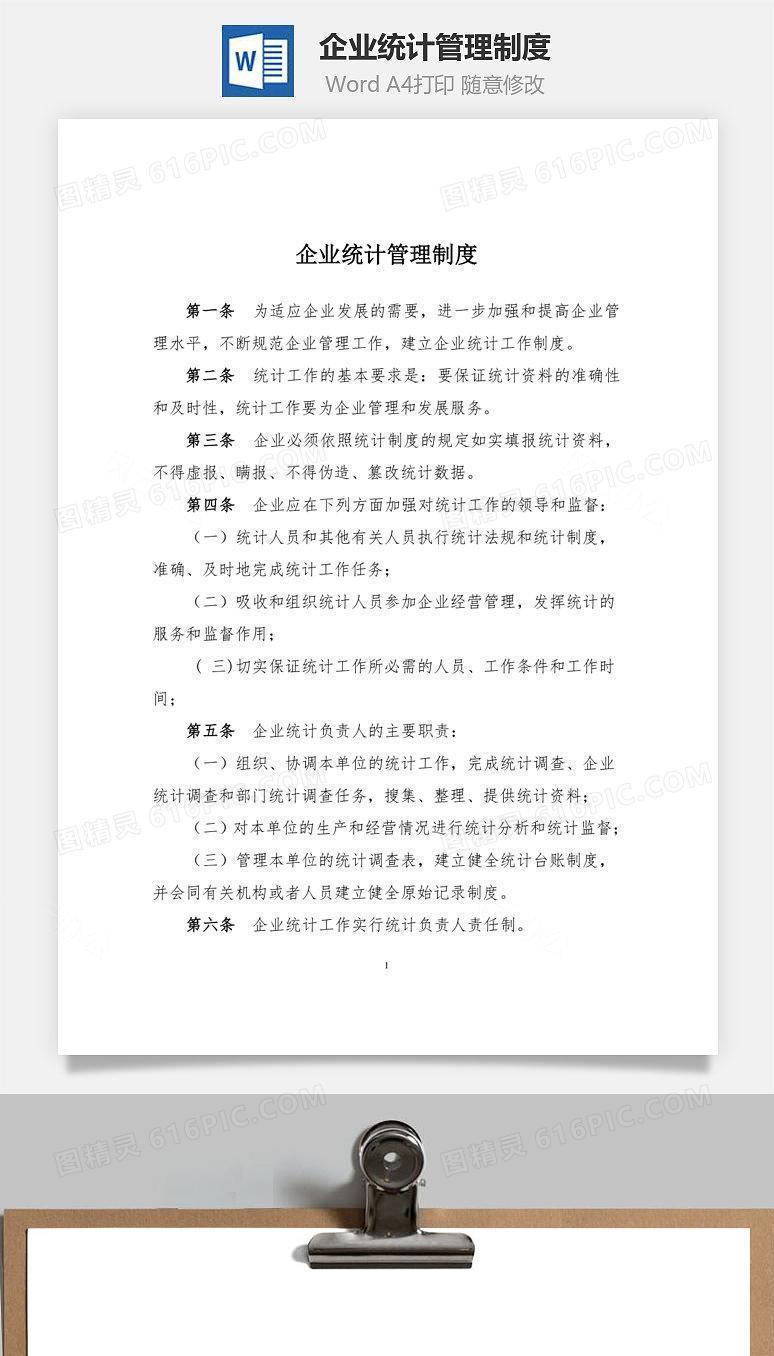 企业统计管理制度Word文档