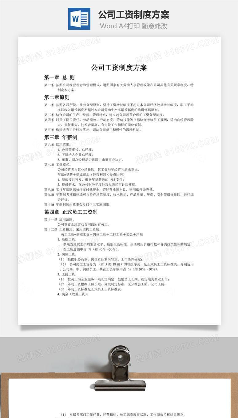 公司工资制度方案word文档