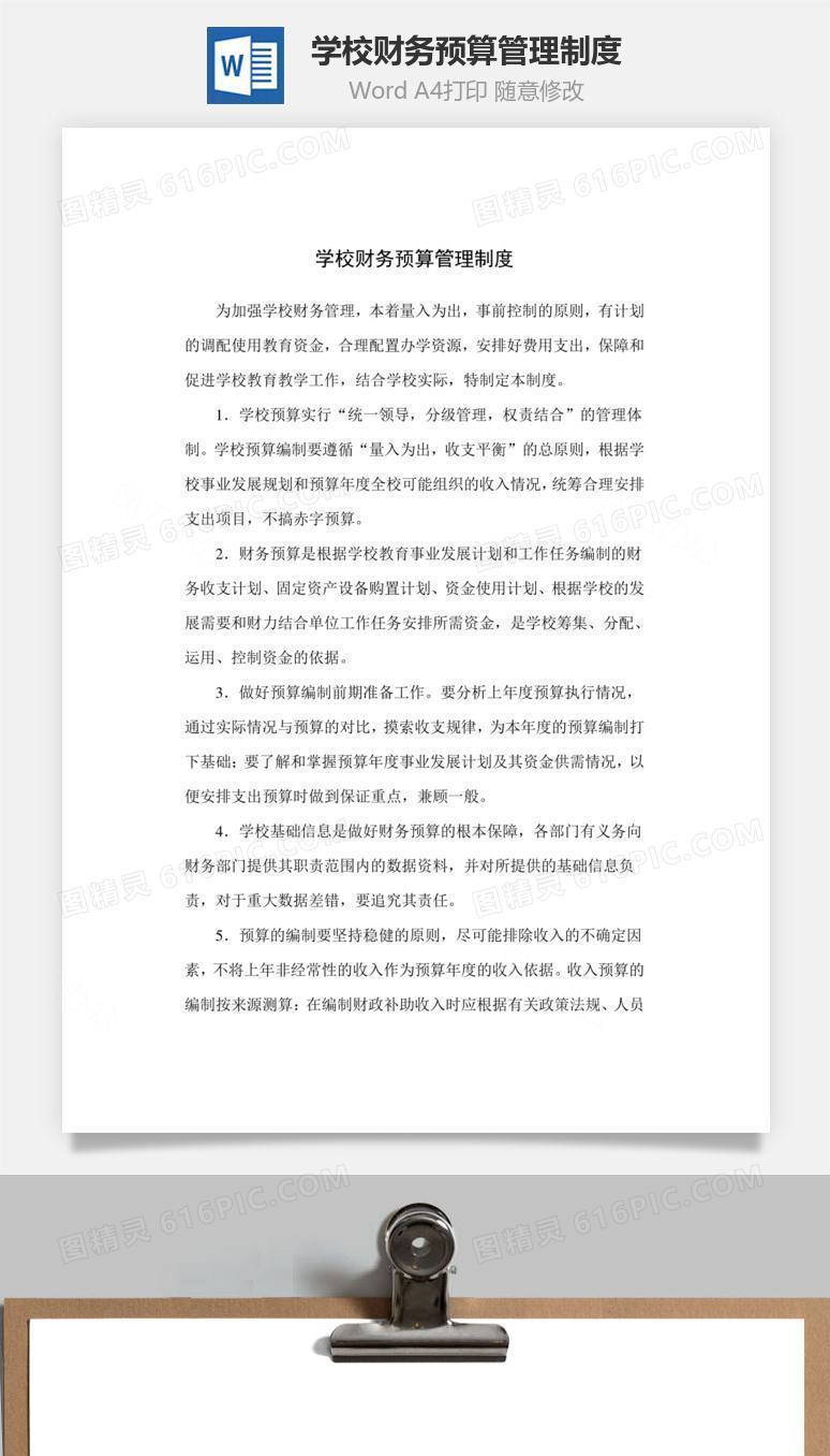 学校财务预算管理制度Word文档