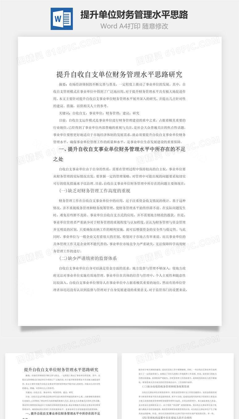 提升单位财务管理水平思路word文档