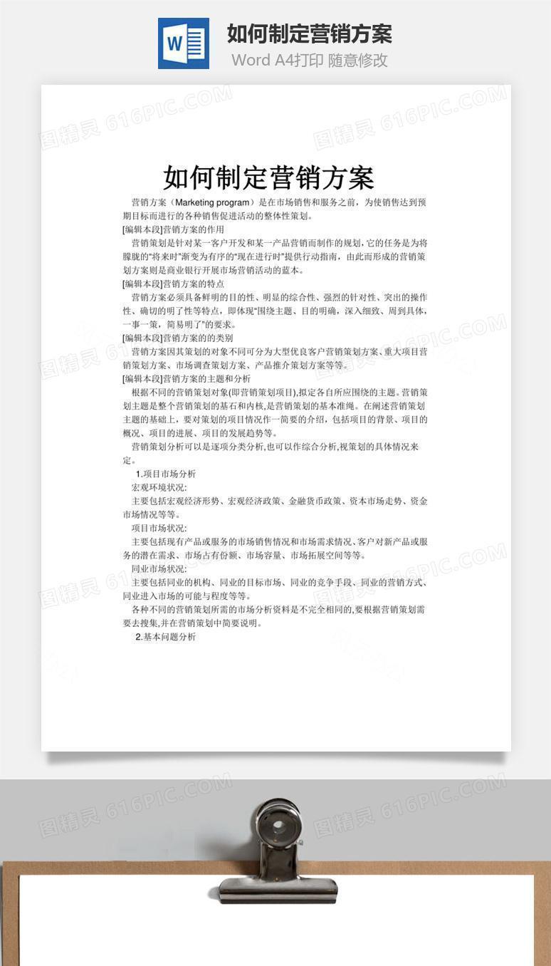 如何制定营销方案word文档