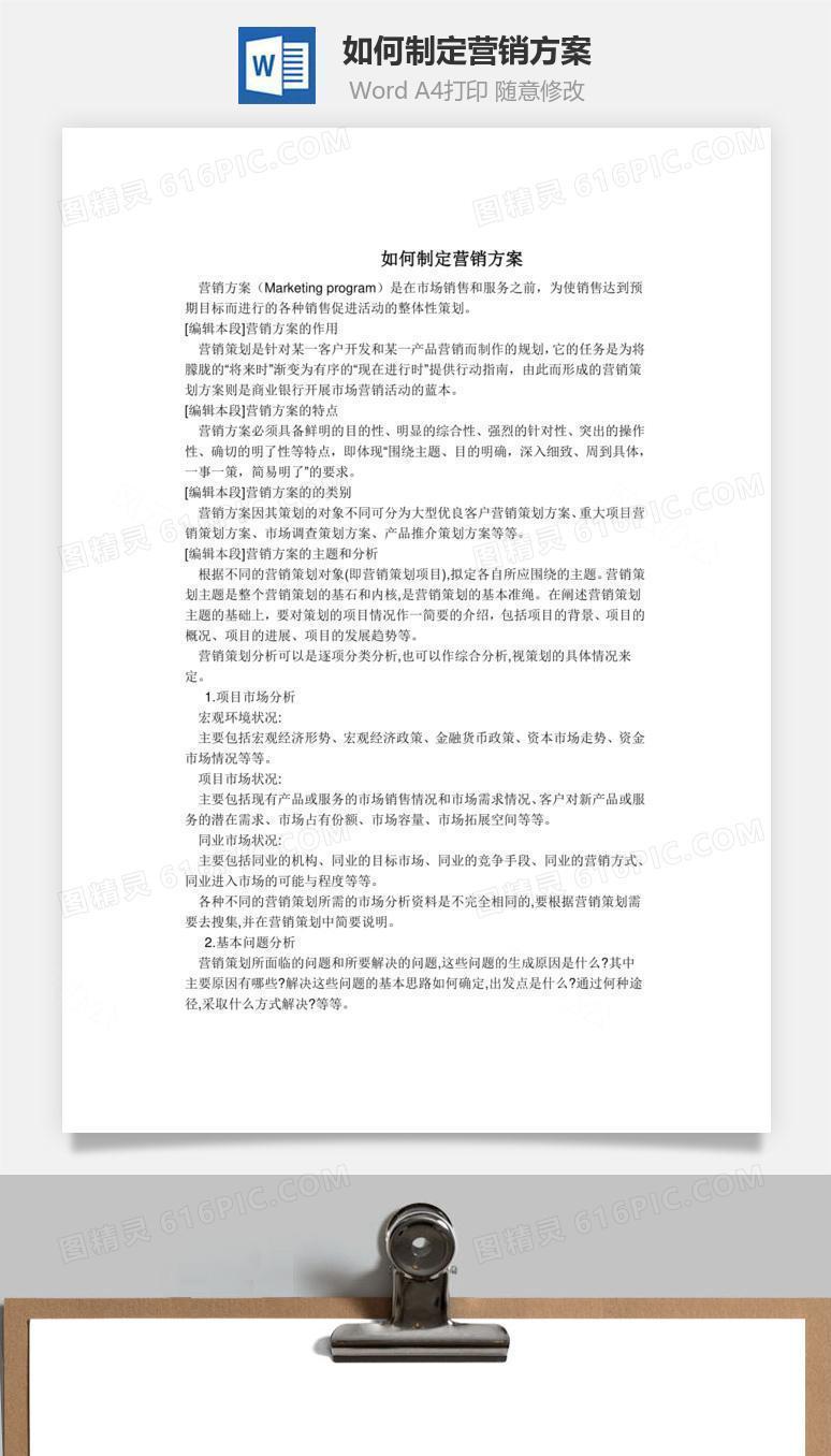 如何制定营销方案word文档
