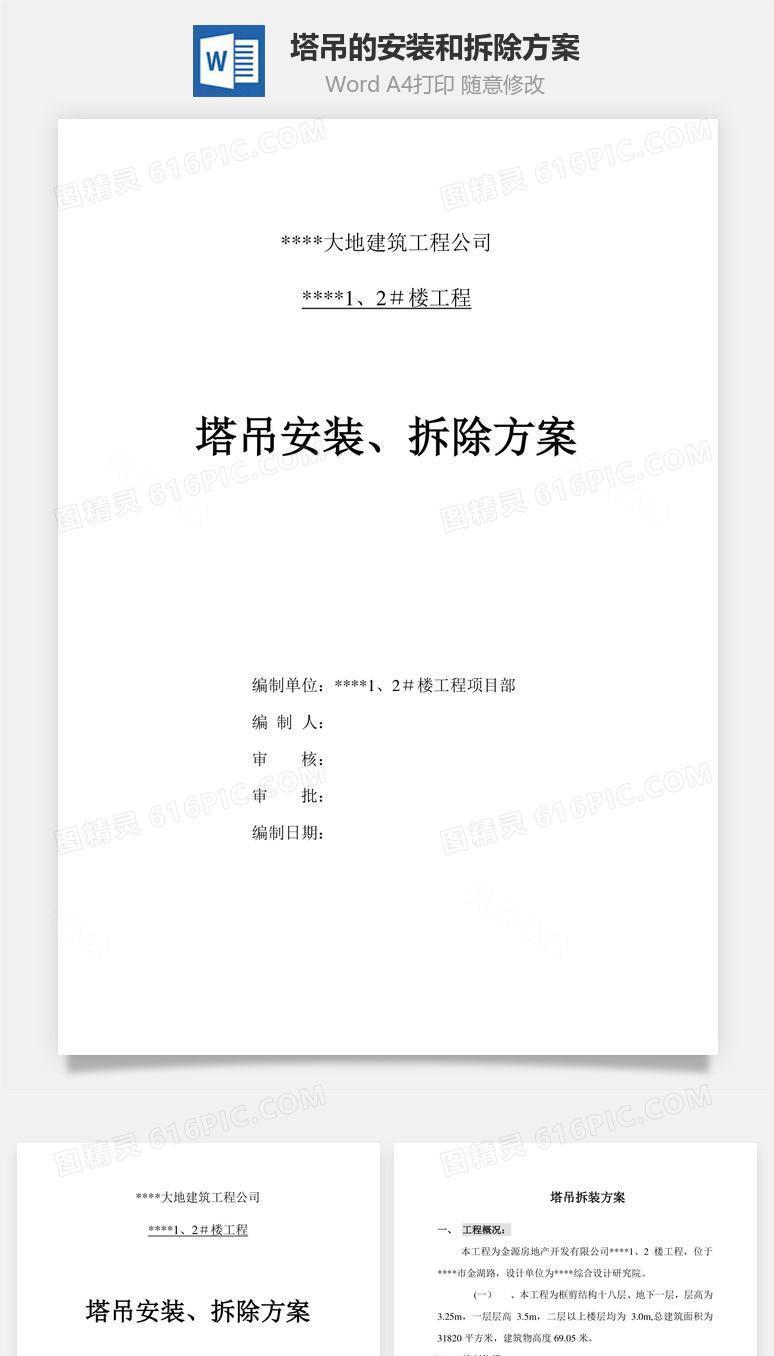 塔吊的安装和拆除方案word文档