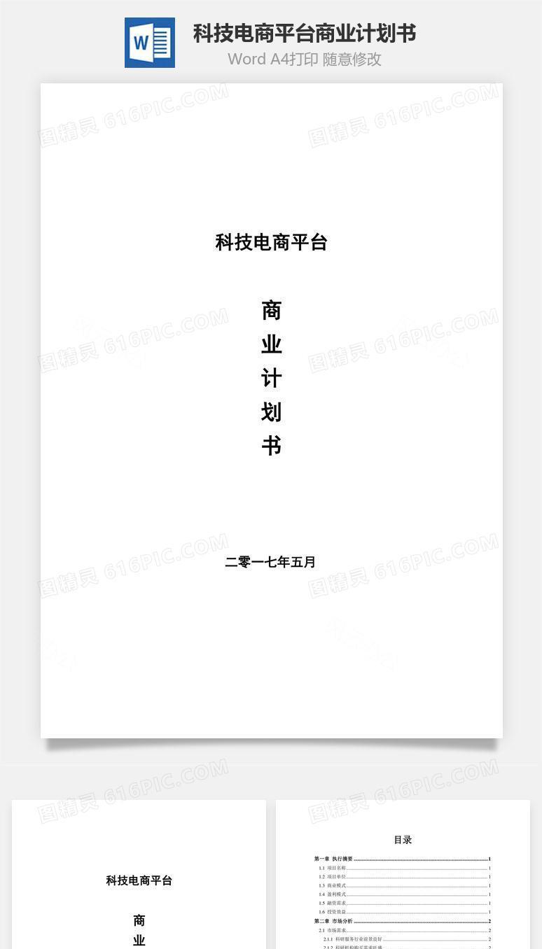 科技电商平台商业计划书word文档