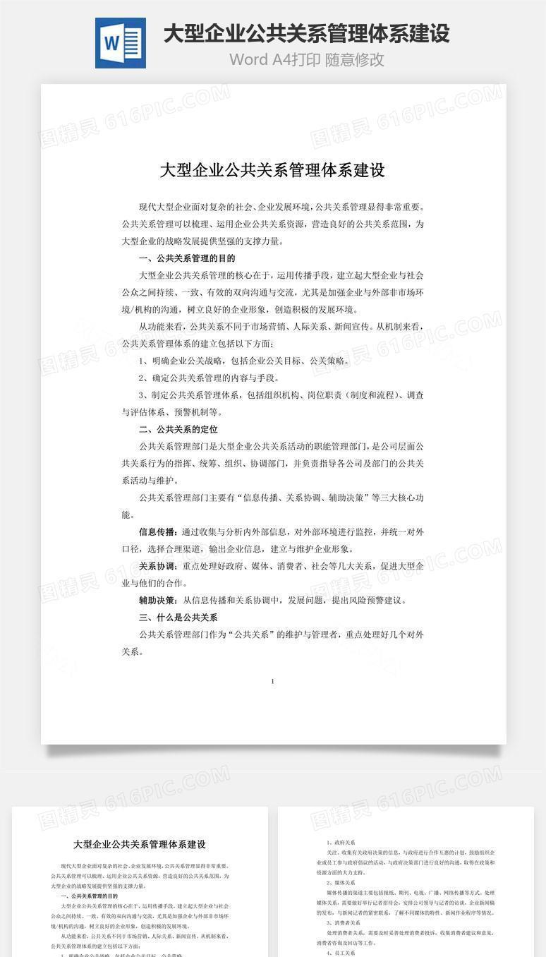 大型企业公共关系管理体系建设word文档