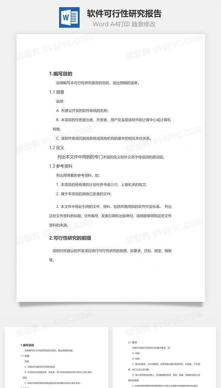 软件可行性研究报告Word文档