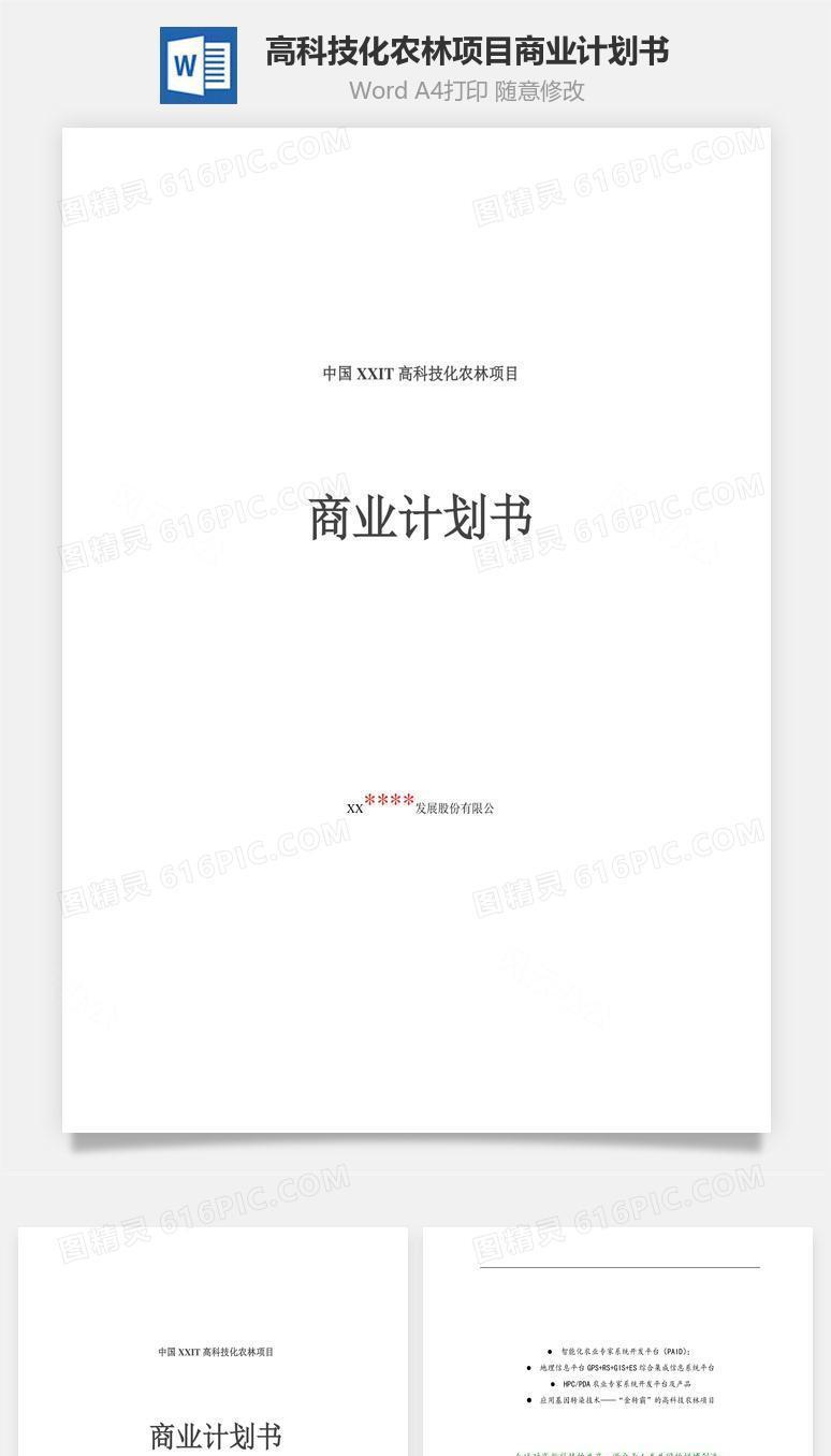 高科技化农林项目商业计划书word文档