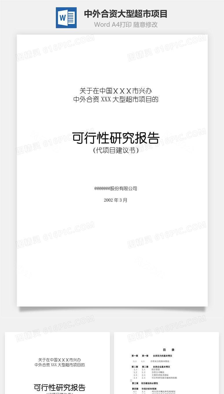 中外合资XXX大型超市项目word文档