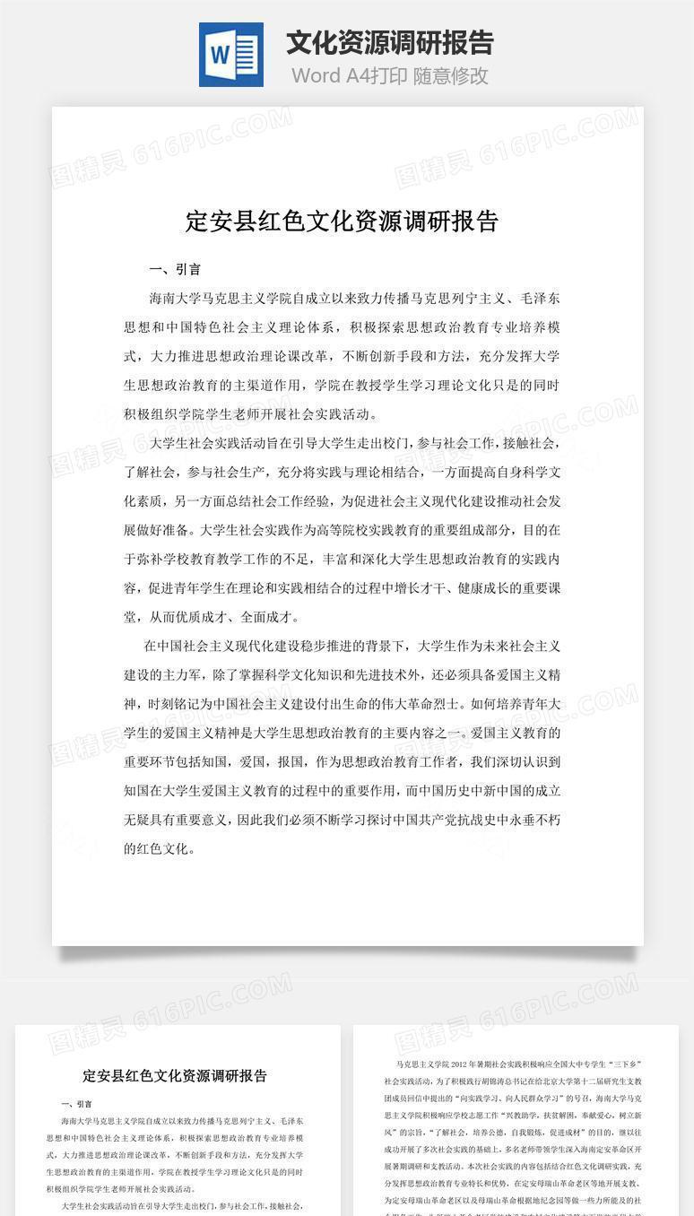 文化资源调研报告word文档