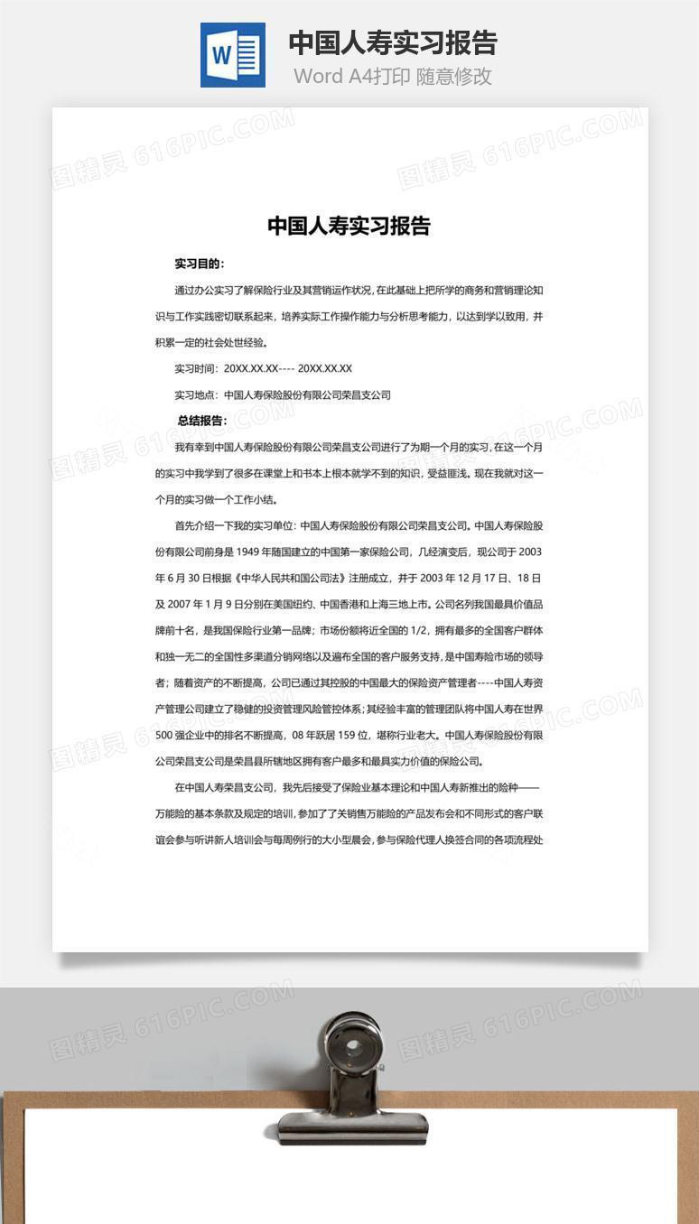 中国人寿实习报告word文档