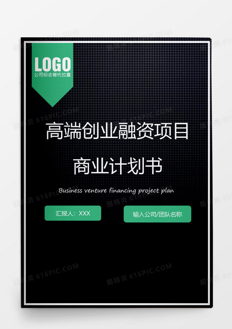 高端创业融资项目商业计划书word模板