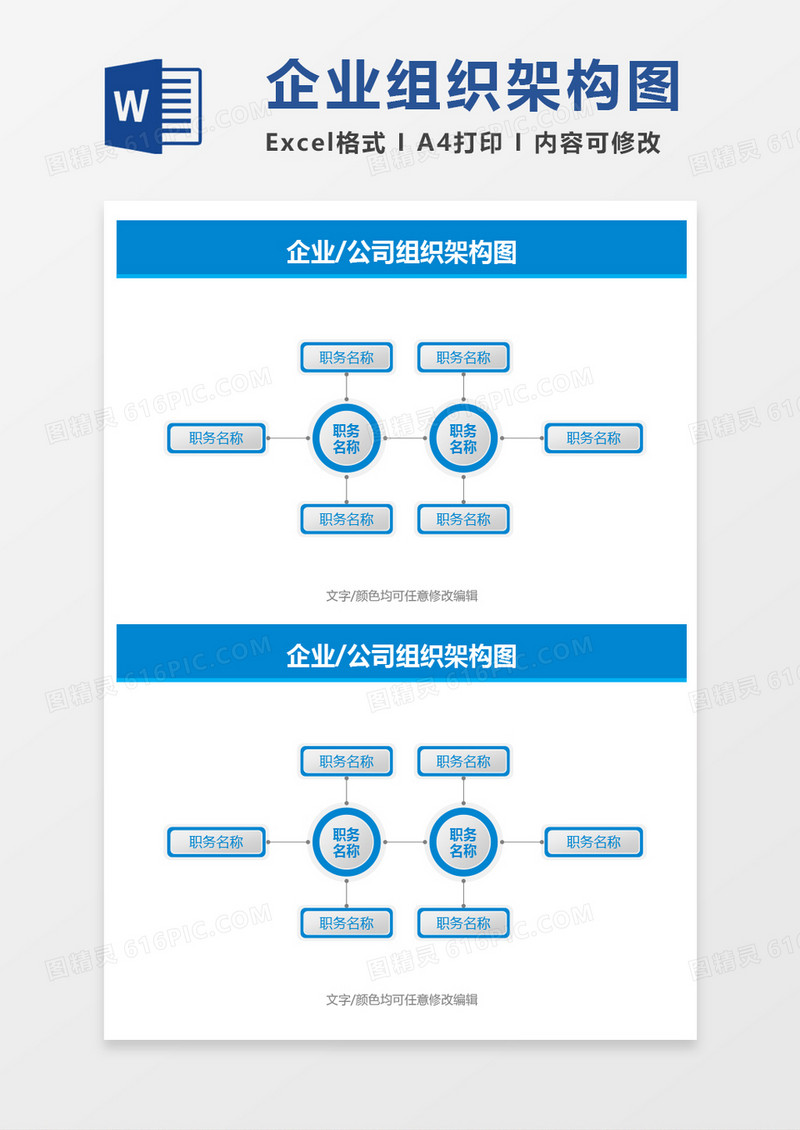企业公司组织架构图word模板