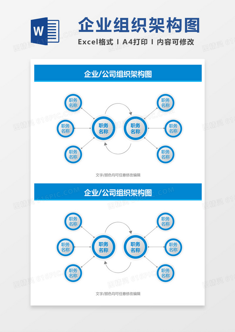 企业公司部门组织架构图word模板