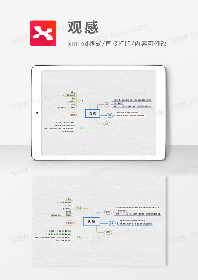 观感解读思维导图XMind模板