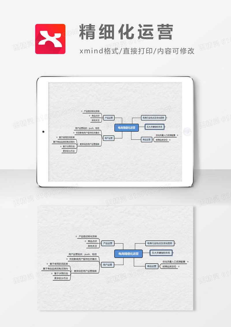 精细化运营思维导图XMind模板
