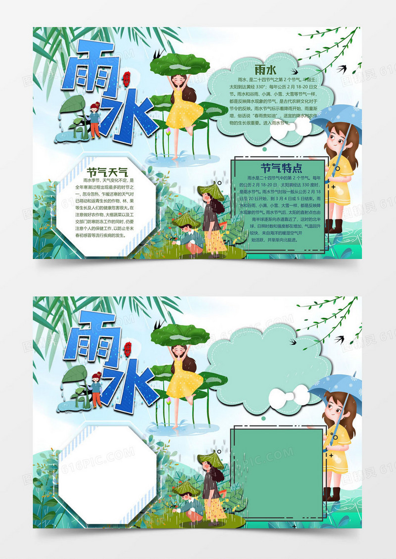 蓝色版雨水小报word模板