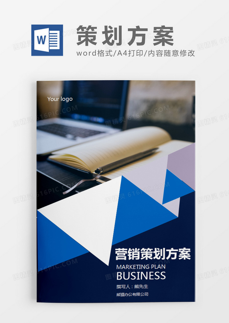 蓝色经典商务风营销策划计划方案word模板