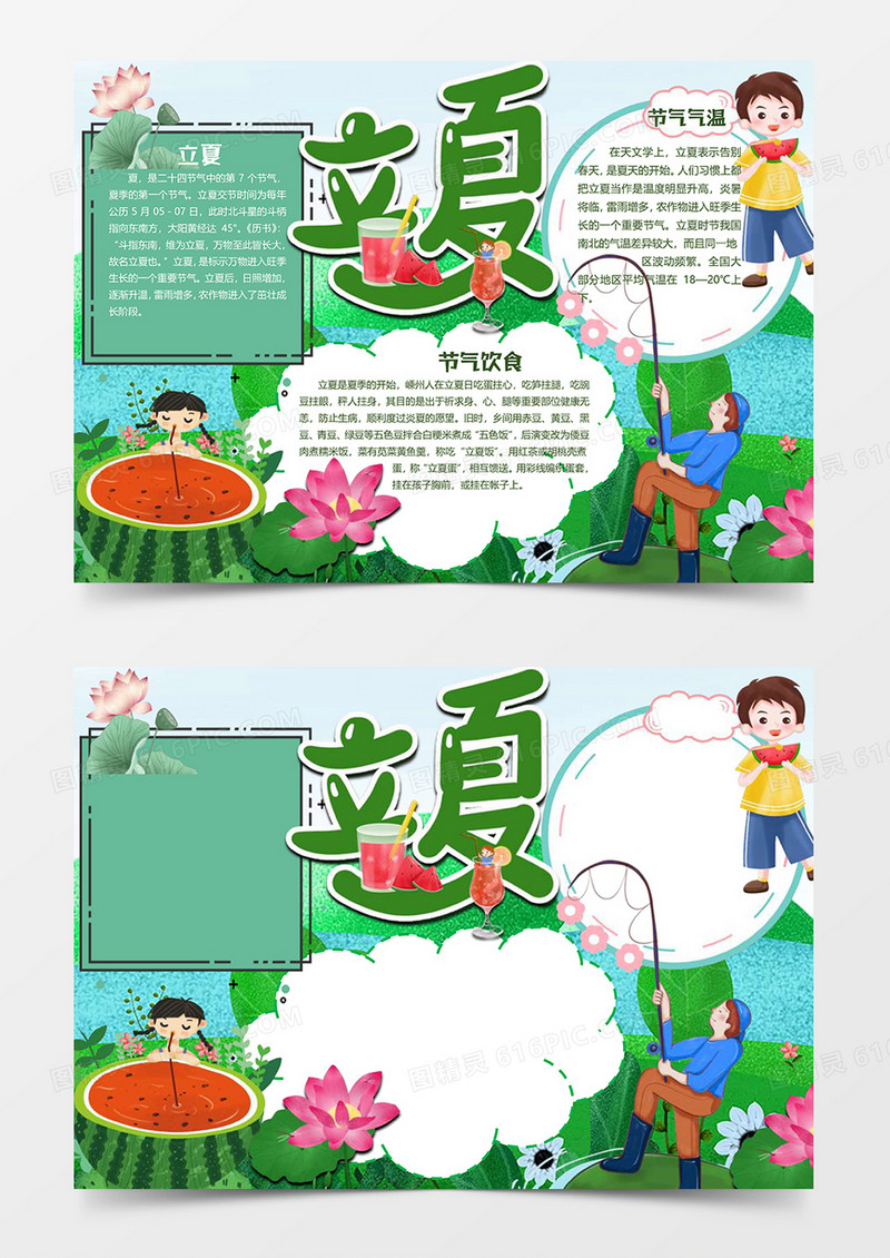 吃西瓜版立夏小报word模板