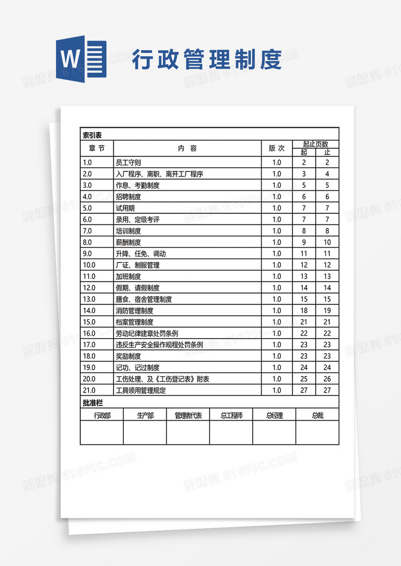 行政管理制度word模板