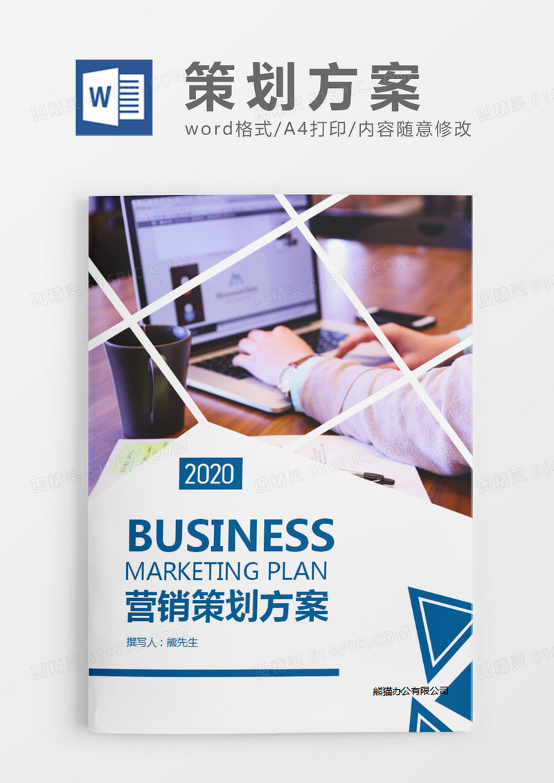 蓝色商务风格营销策划计划方案word模板