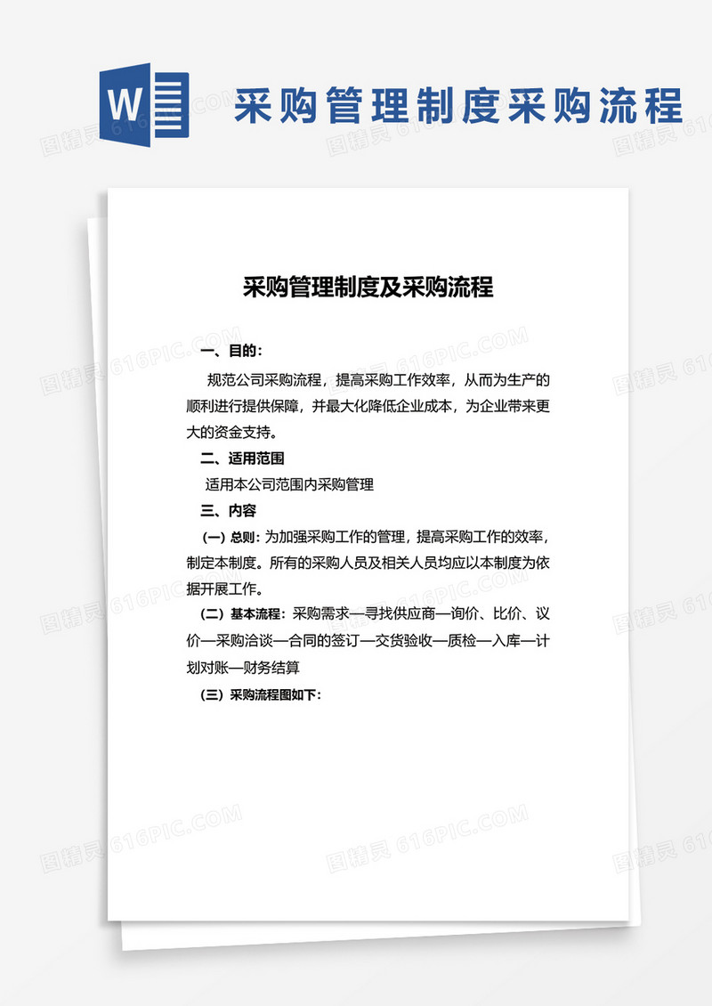 采购管理制度及采购流程word模板