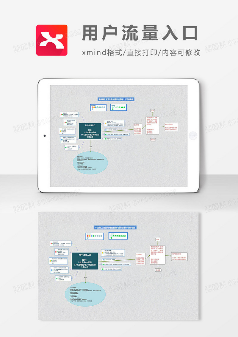思维导图用户流量入口XMind模板