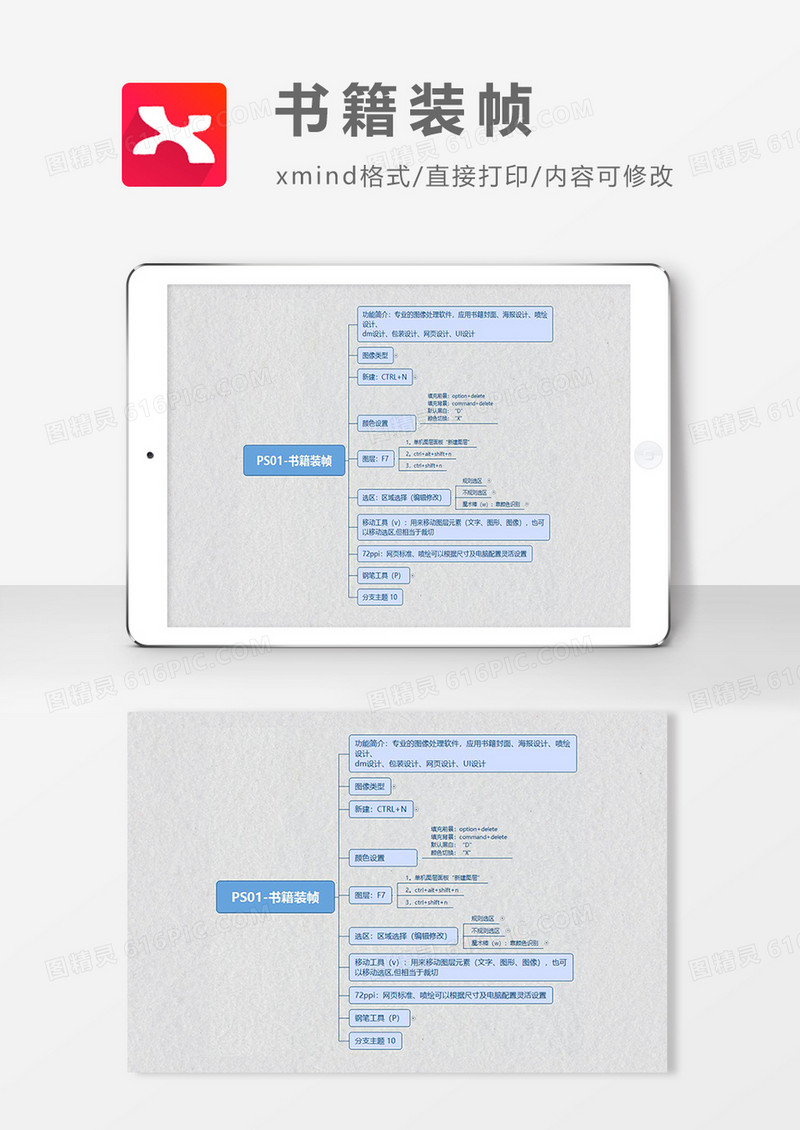 书籍装帧思维导图XMind模板
