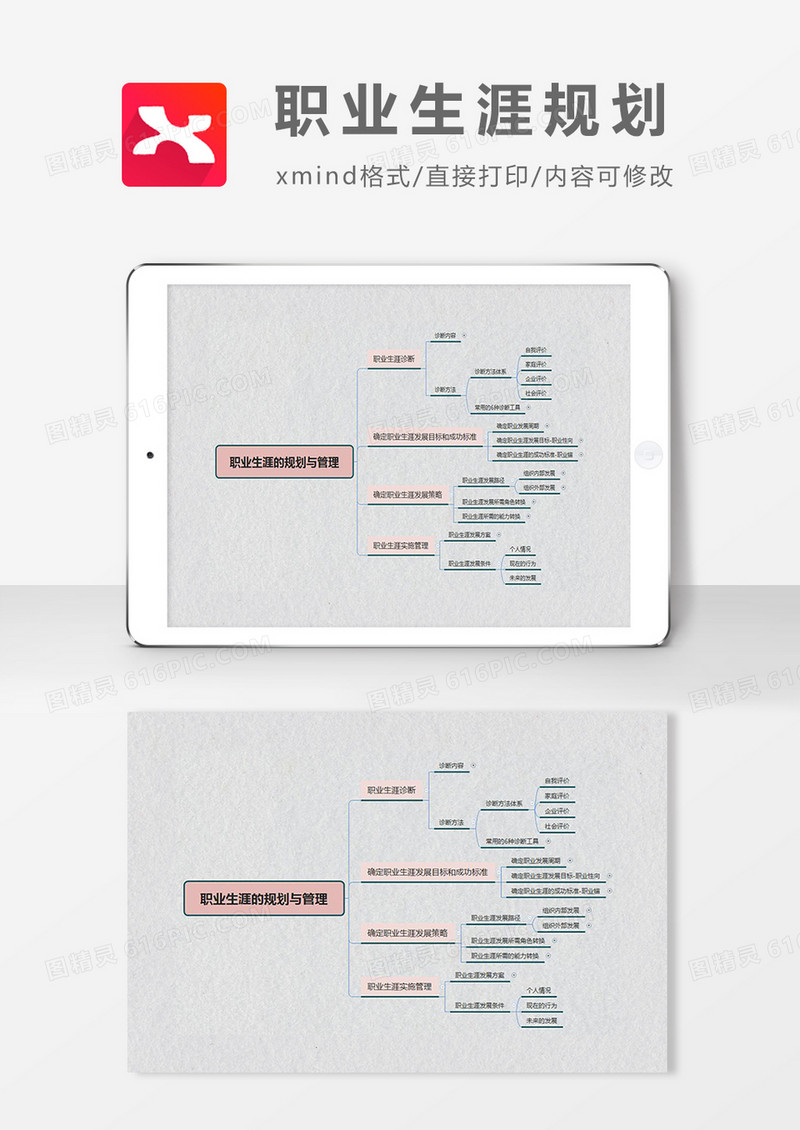 思维导图简洁职业生涯规划XMind模板