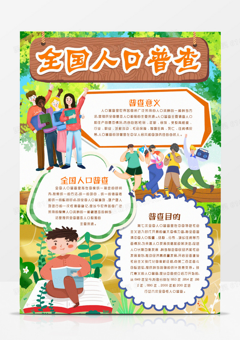 宣传全国人口普查小报手抄报word模版