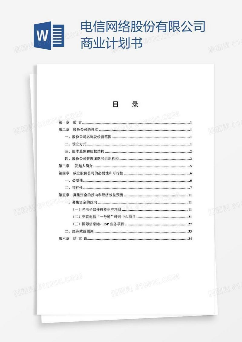 电信网络股份有限公司商业计划书