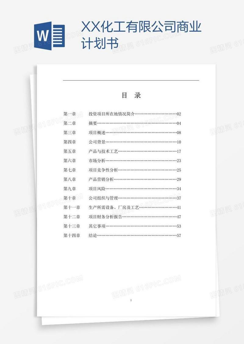 XX化工有限公司商业计划书
