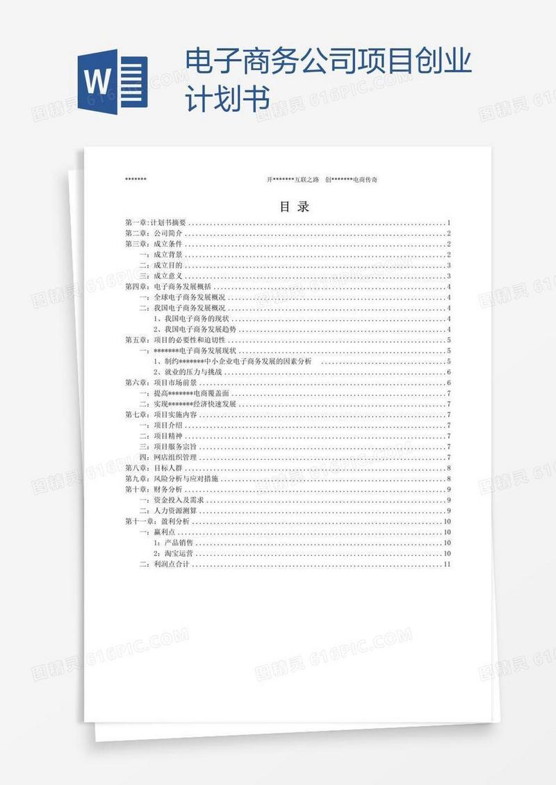 电子商务公司项目创业计划书