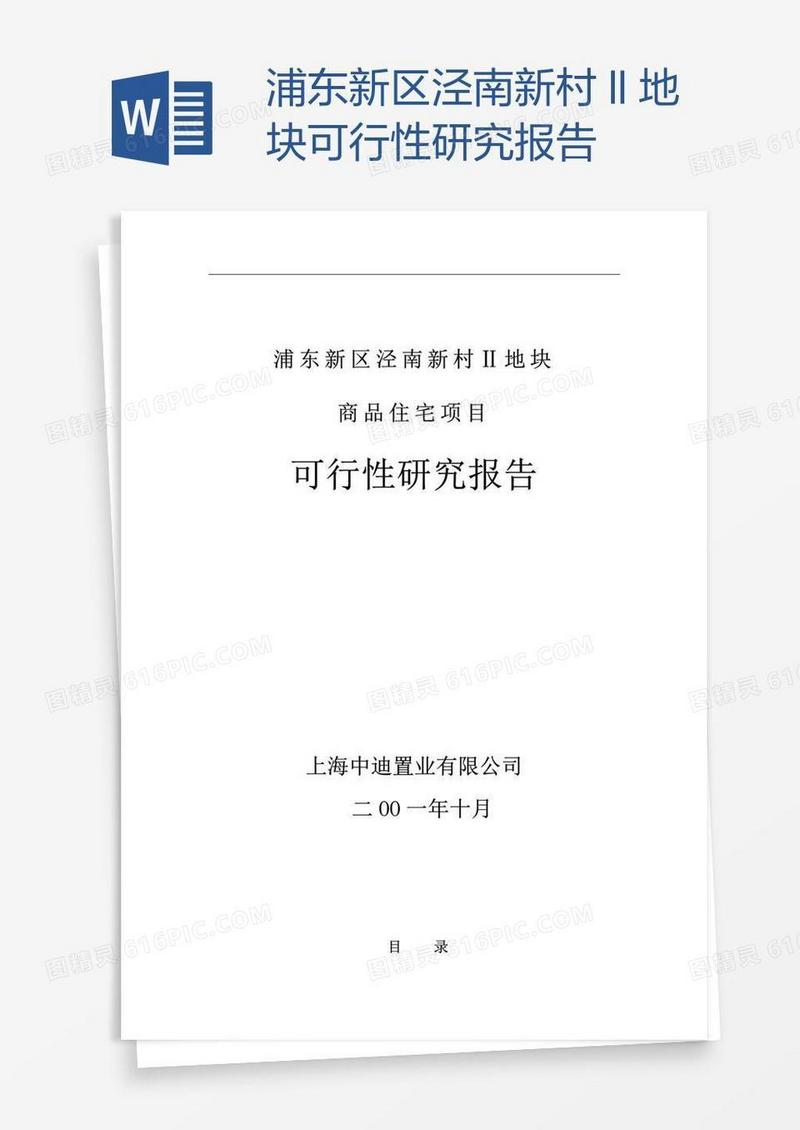 浦东新区泾南新村Ⅱ地块可行性研究报告