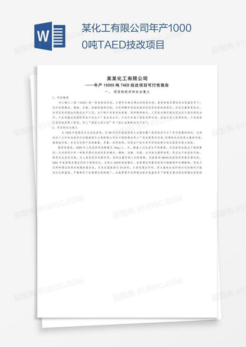 某化工有限公司年产10000吨TAED技改项目