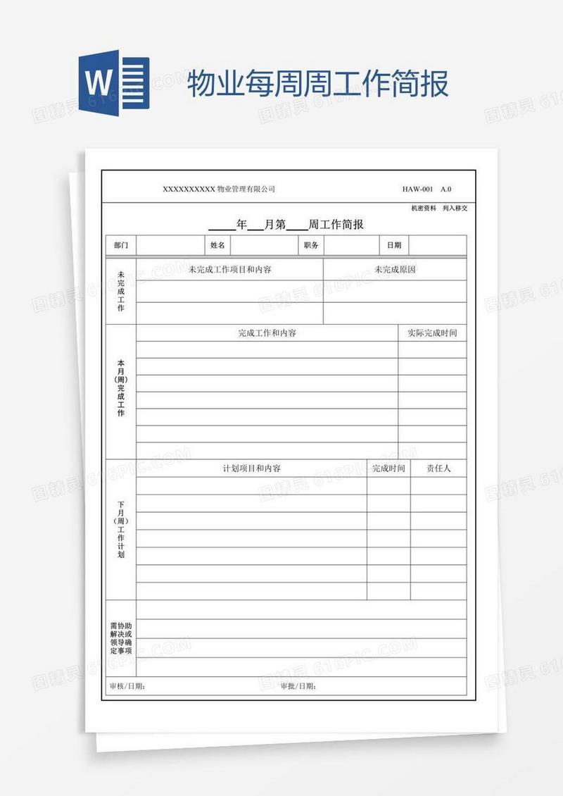 物业每周周工作简报