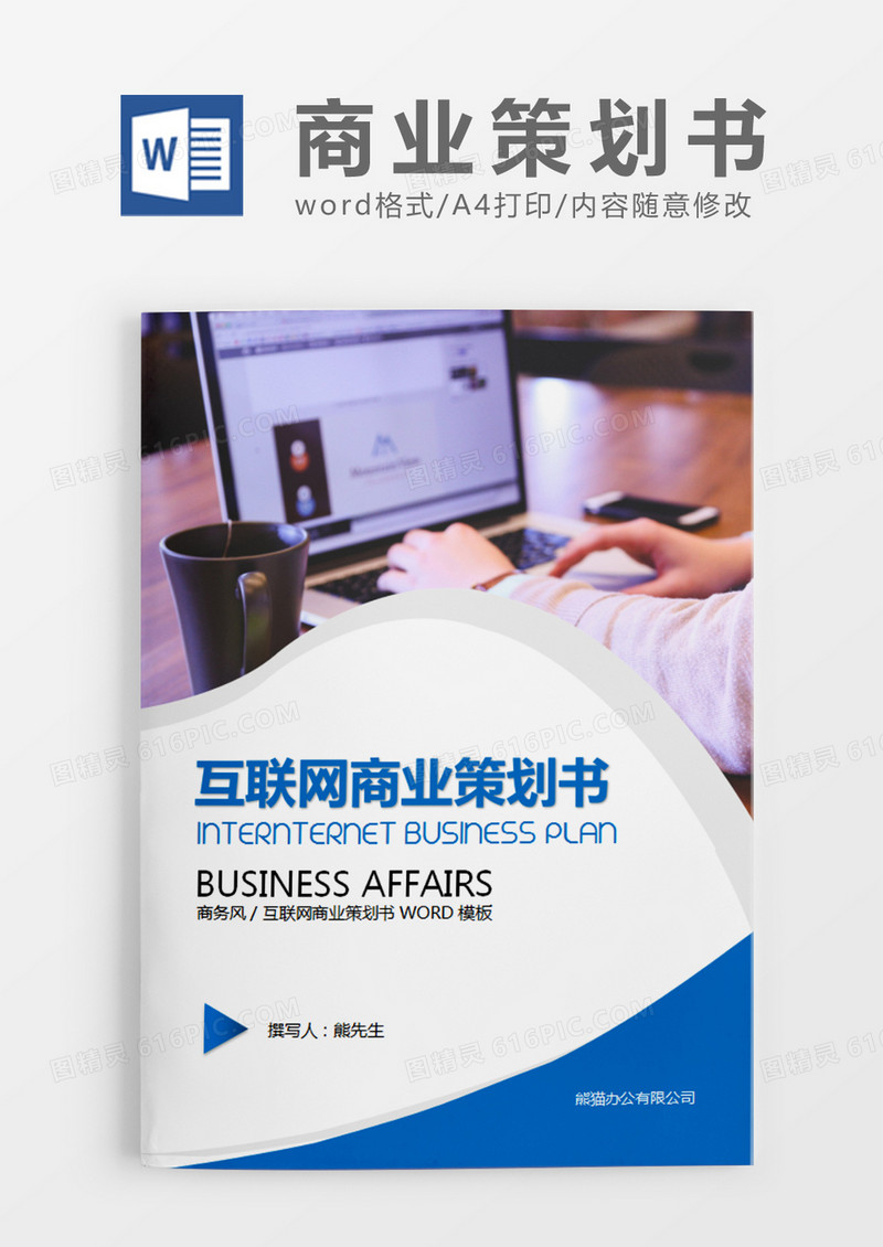 蓝色商务互联网商业策划书策划书计划word模板