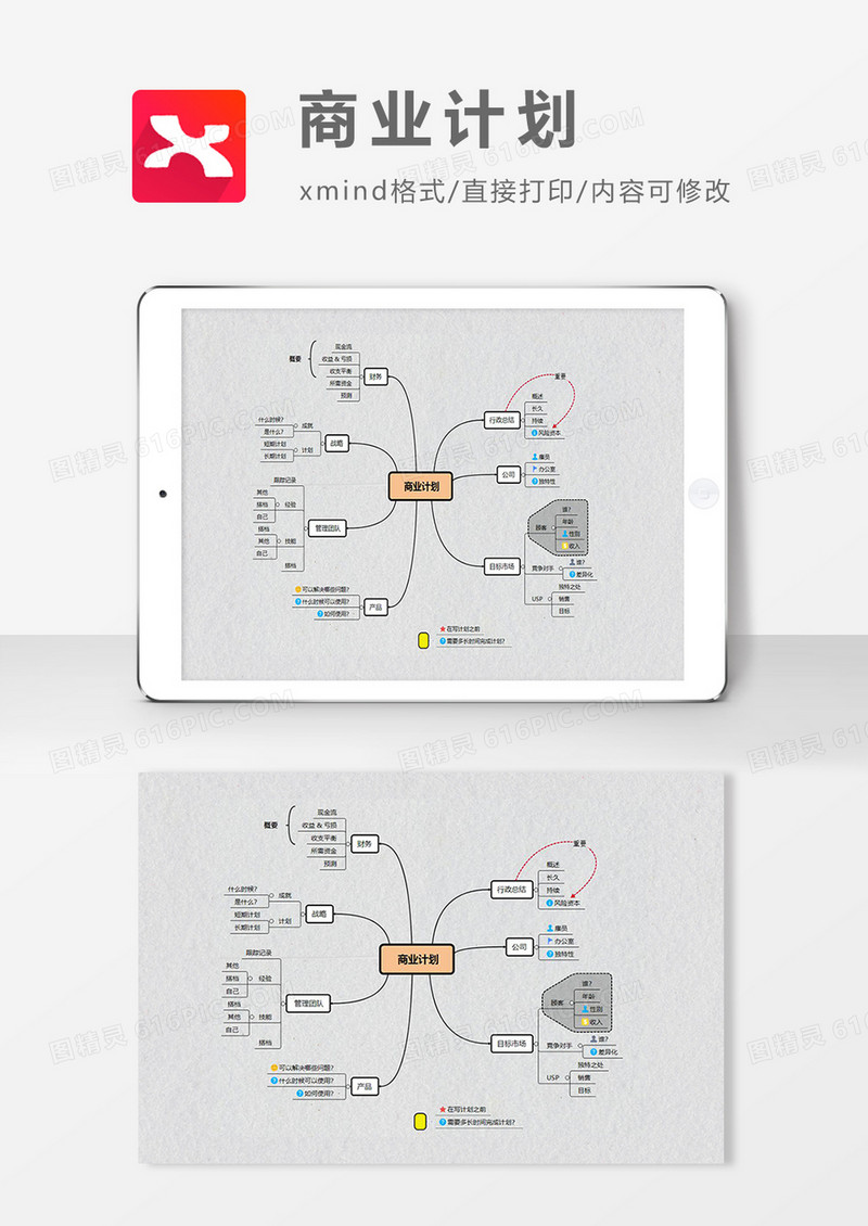 思维导图简约大气商业计划XMind模板