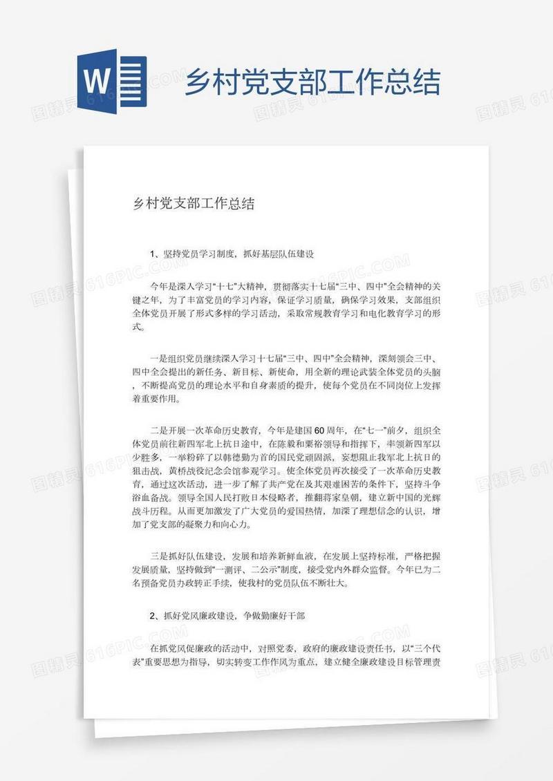 乡村党支部工作总结