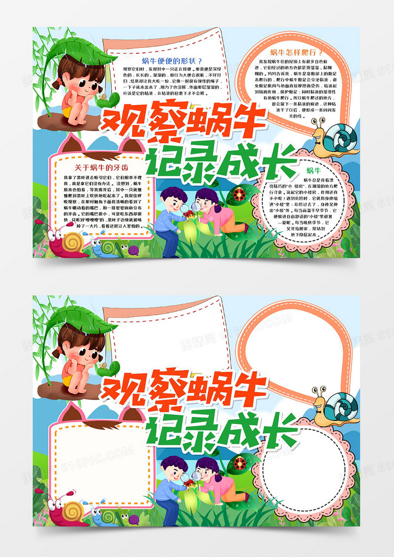 蜗牛成长观察记录WORD小报