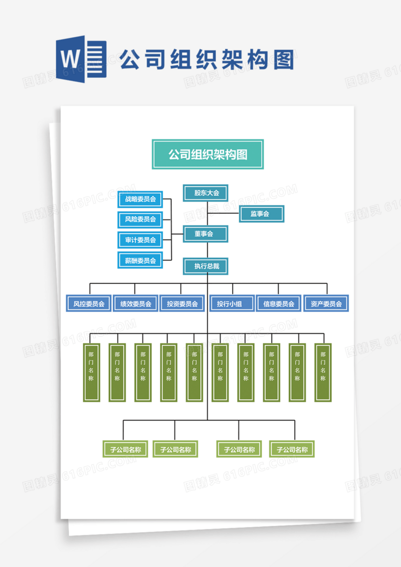 公司组织架构图Word模板