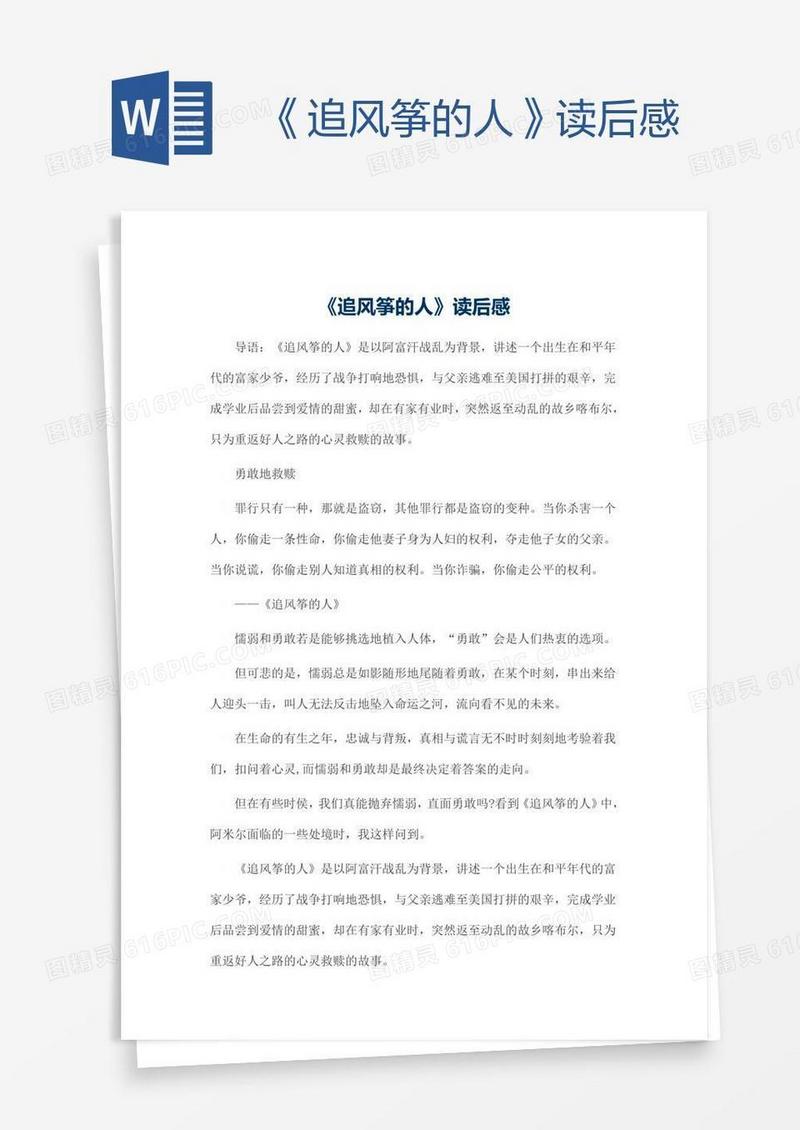 《追风筝的人》读后感
