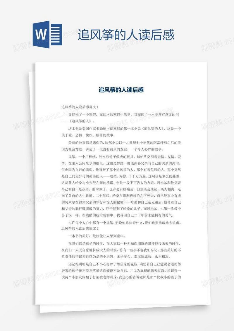 追风筝的人读后感