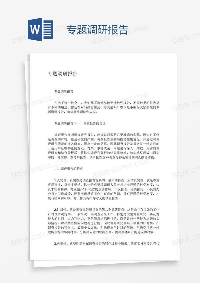 专题调研报告