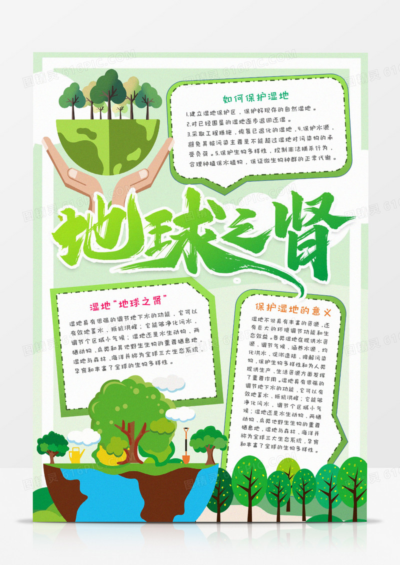 地球之肾保护湿地小报word模板