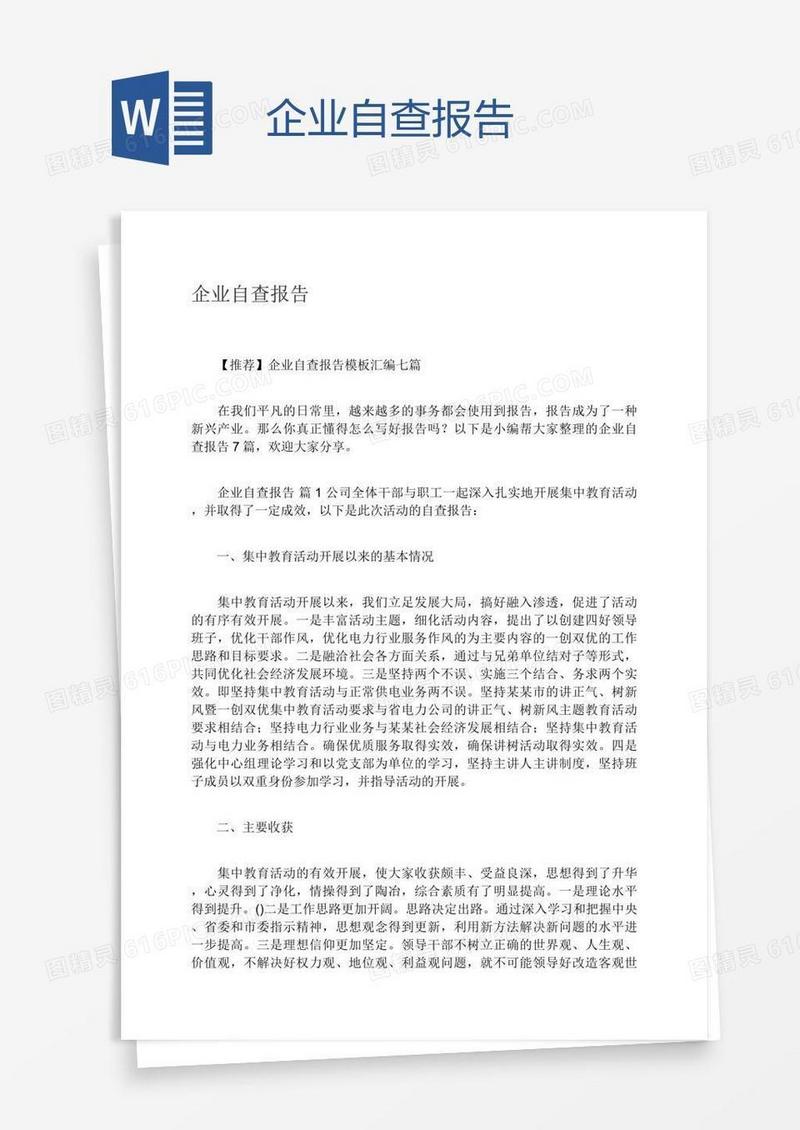 企业自查报告