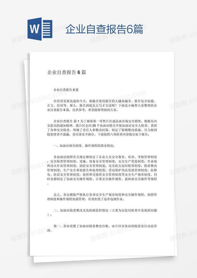 企业自查报告6篇
