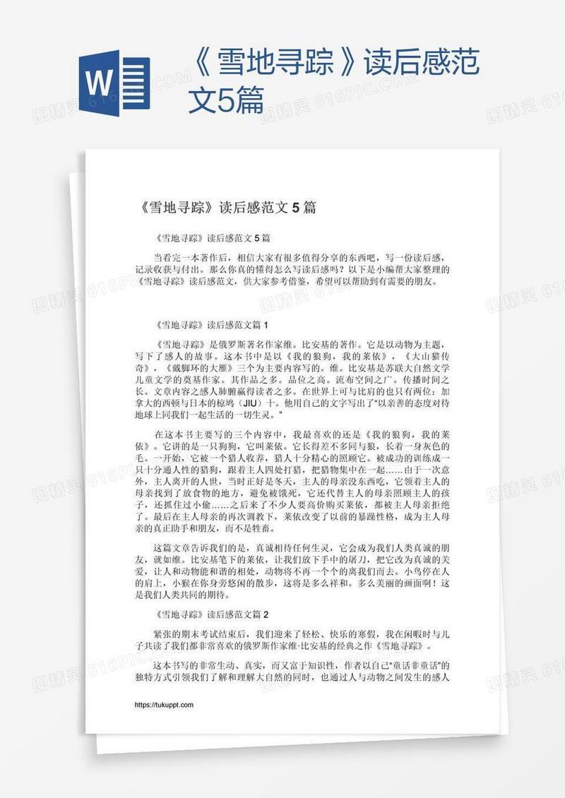 《雪地寻踪》读后感范文5篇