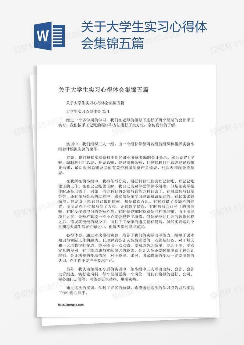 关于大学生实习心得体会集锦五篇